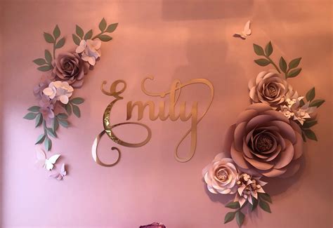 Misty Rose Nude And Sage Green Paper Flowers Nursery Paper Etsy UK