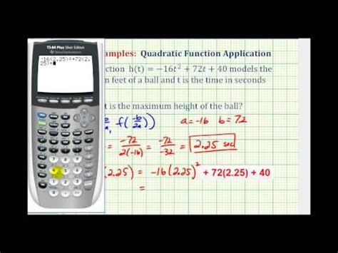 Example: Quadratic Function Application - Time and Vertical Height ...