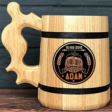 Personalized Wooden Beer Mug Personalized Groomsmen Gift Groomsman