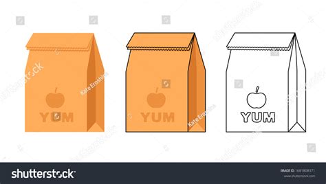 Lunch Bag Flat Vector Illustration Set Stock Vector (Royalty Free ...