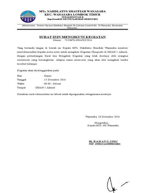 Contoh Surat Rekomendasi Siswa Masuk Sekolah Delinewstv