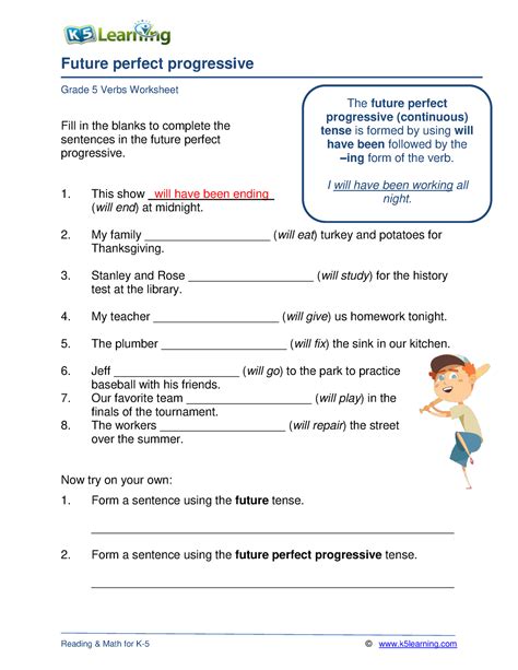 Grade 5 Future Perfect Progressive Tenses Future Perfect Progressive