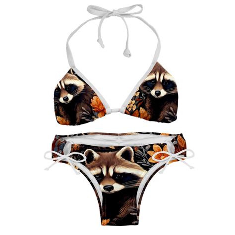 Raccoon Swimming Suits Women Bikini Sets Detachable Sponge Adjustable