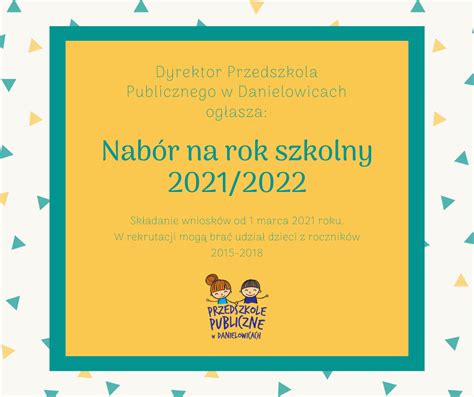 Rekrutacja Na Rok Szkolny 2023 2024 Przedszkole Danielowice