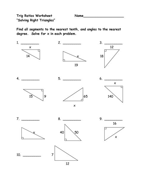 Applying Trigonometric Ratios Worksheet Answers Inspiredeck