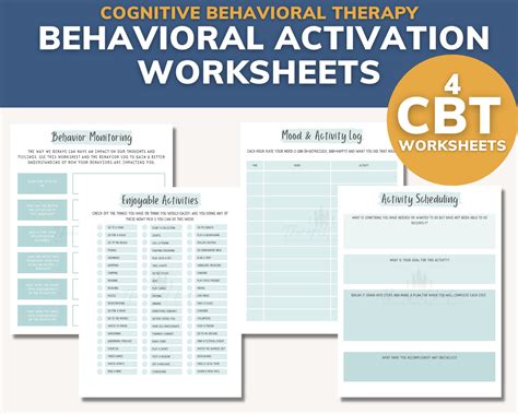 CBT Behavioral Activation Worksheets CBT Worksheets Mood - Etsy