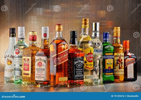 Bottles of Assorted Hard Liquor Brands Editorial Photo - Image of cointreau, finlandia: 75139676