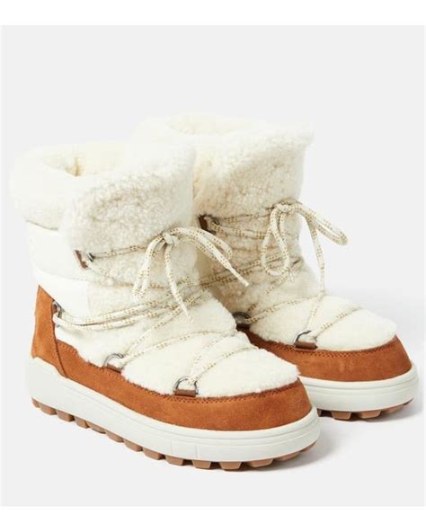 Bogner Chamonix Suede And Shearling Snow Boots In White Lyst