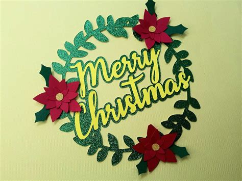 Svg Merry Christmas Cake Topper Christmas Flower Svg Layered Etsy