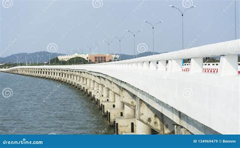 View Of Bang Sai Chonburi Bridge Which Is Cut Through The Gulf Of Chon