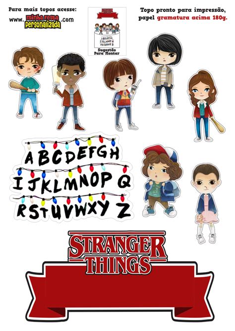 Topos De Bolo Stranger Things Modelo 01 E 02 Letras Stranger Things