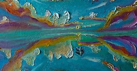 Seascape Abstract Oil Painting Original on Canvas, Reflection ...