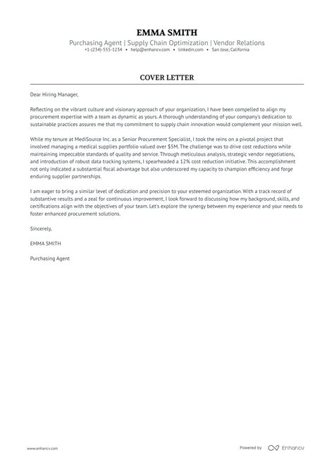 Professional Purchasing Agent Cover Letter Examples And Template For