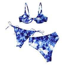 Zaful Damen Zweiteiliger B Gel Bikini Set Leopardenmuster Criss Cross