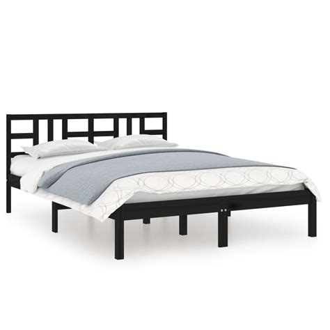 Estrutura de cama dupla 135190 cm madeira maciça preto Loja Sitio da