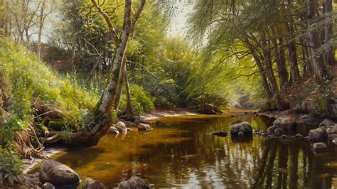 Peder Mork Monsted Danish A River Landscape