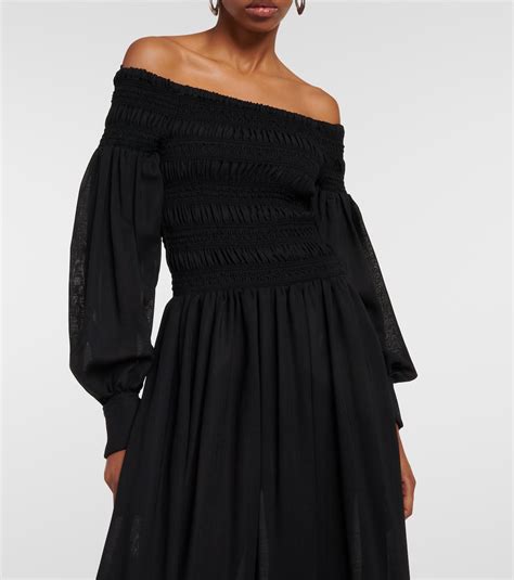 Manu Off Shoulder Virgin Wool Maxi Dress In Black Max Mara Mytheresa