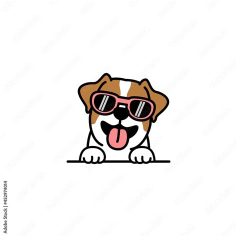 Cute jack russell terrier dog with sunglasses cartoon, vector illustration Stock Vector | Adobe ...