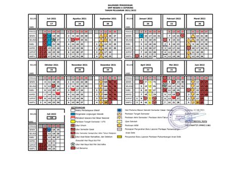 Kalender Akademik SMP N 4 Cepiring Tahun Pelajaran 2021 2022 SMP N 4