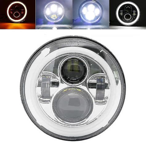 2023 Nouveau Noir 7 Pouces Led Phare Drl Hi Lo Beam Halo Anneau Ambre