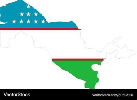 Uzbekistan flag in map Royalty Free Vector Image