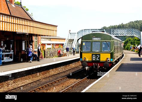 A Diesel Multiple Unit On The North Norfolk Railway At Weybourne Station Norfolk England