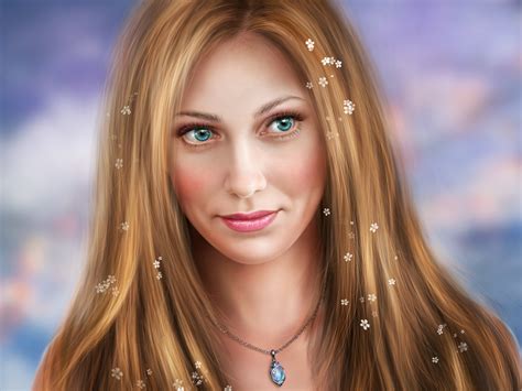 Blonde Mädchen blaue Augen Fantasie 2880x1800 HD Hintergrundbilder HD Bild