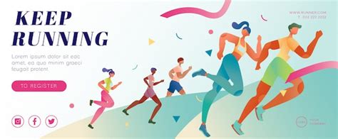 Marathon Running Banner Premium Vector