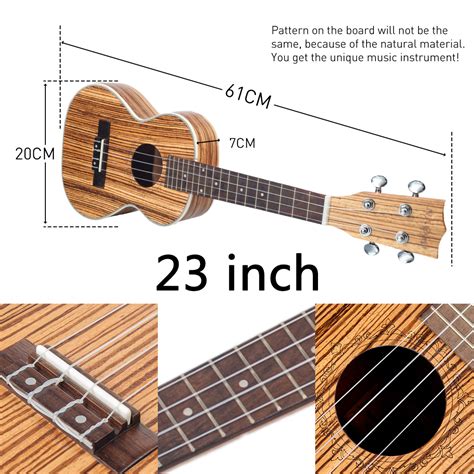 Naomi 21 23 26 Inch 15 Fret 4 Strings Zebrawood Acoustic Guitar Ukelele Musical Stringed