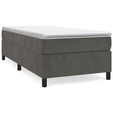 Drfeify Lit Sommier Tapissier Et Matelas Gris Fonc X Cm Velours