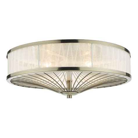 Oslo 3 Light Flush Ceiling Light Antique Brass Witney Lighting