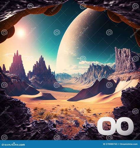 Paisaje Extraterrestre Del Planeta Extraterrestre En El Espacio Profundo Stock De Ilustración