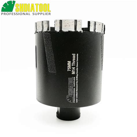 Shdiatool 1pc M14 Dia75mm Laser Welded Diamond Dry Drilling Core Bit