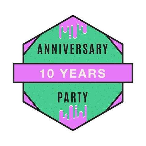 Premium Vector 10 Years Anniversary Logo Template Wedding Badge In Flat Modern Style Birthday