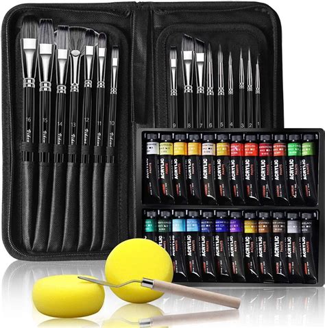 Set Pinturas Acrílicas Vikewe Con Estuche Pinturas Pinceles Mercado