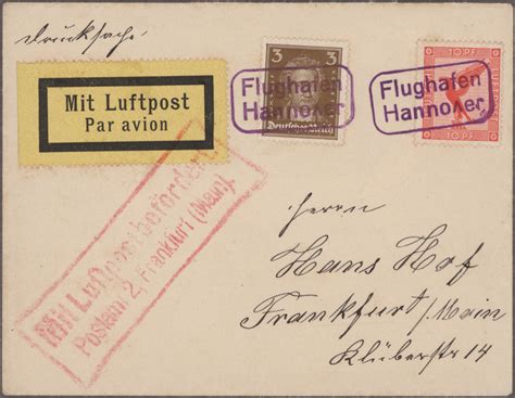 Stamp Auction Flugpost Deutschland Th Auction Day Lot