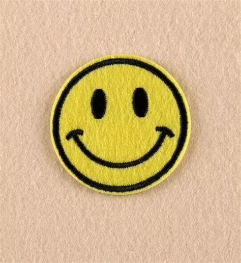 SMILEY FACE EMOJI Yellow Emoticon Iron On Applique Embroidered Patch