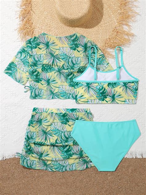 Shein Ensemble De Bikini Imprim Tropical Avec Cache Maillot Pour