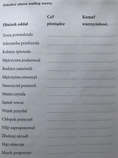 Temat lekcji Formułowanie zdań według wzoru odmiana rzeczownik i