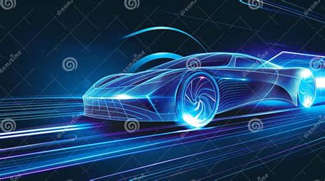 Futuristic Neon Car In Motion Stock Image Image Of Technology