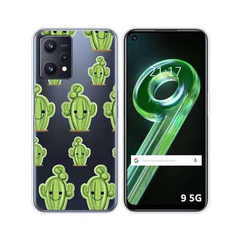 Funda Silicona Transparente Para Realme 9 5g Diseño Cactus Dibujos con