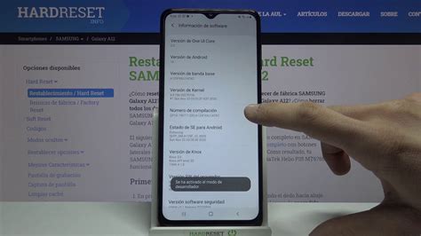 Cómo activar opciones de desarrollador en SAMSUNG Galaxy A12 activar