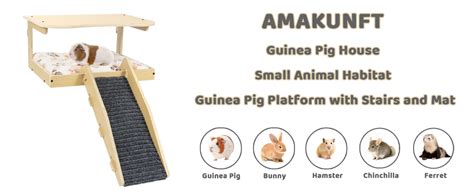 Amakunft Guinea Pig Hideout Natural Wooden Detachable Guinea Pig