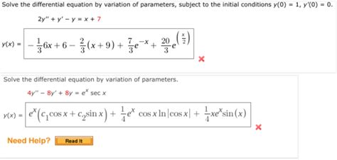 Solved Solve The Differential Equation By Variation Of Chegg