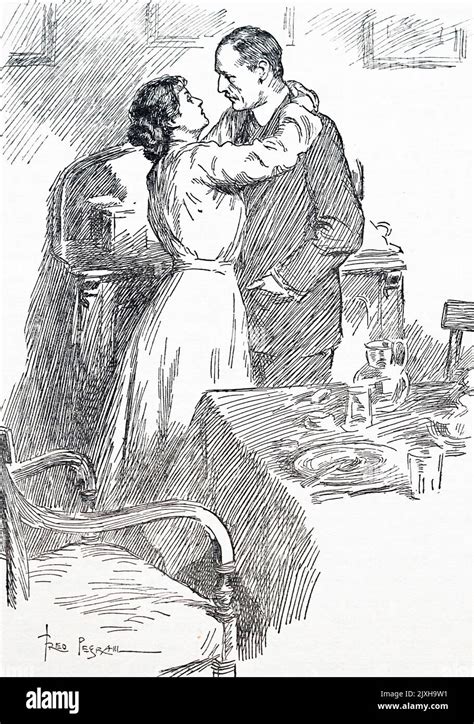 Illustration Depicting A Wife Comforting Her Husband Dated 20th