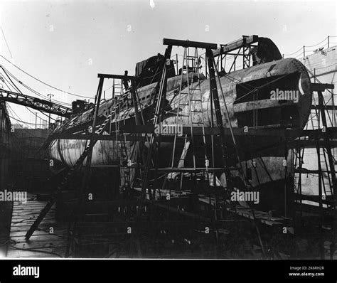 Uss Halibut In Drydock For Repairshunters Point Navy Yard At San