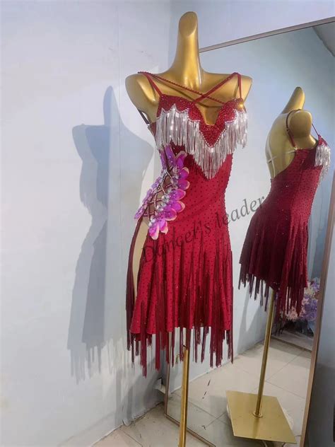 Vestido De Baile Latino Profesional Para Mujer Falda Ondulada Chacha