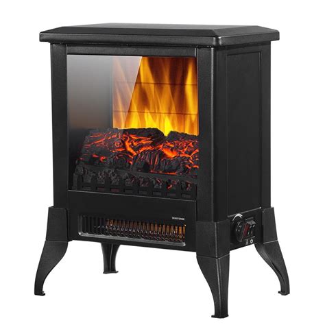 Zimtown 1400W Electric Fireplace Stove Freestanding Fireplace Heater with Realistic Flame ...