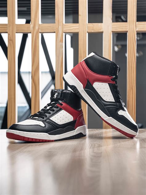 Red Tape Men Colourblocked Pu High Top Sneakers Price History