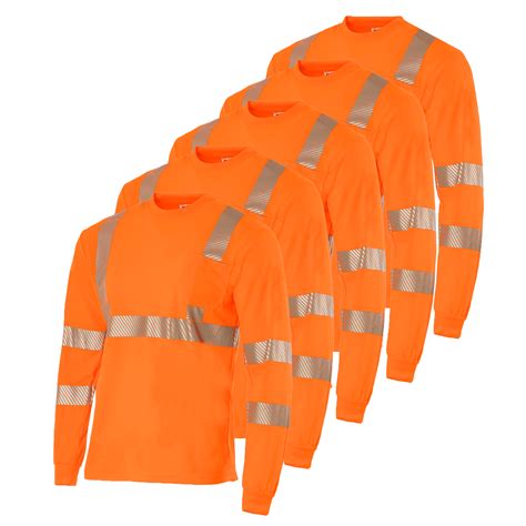 JORESTECH 5 Pack Hi Vis Long Sleeve Safety Shirt Heat Transfer ANSI